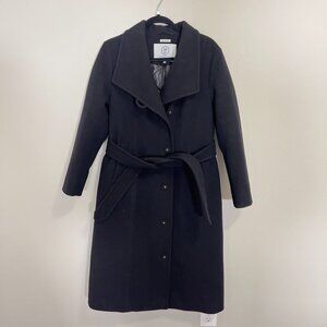 340 Norwegian Wool Long City Coat, Black Size XS Color Black